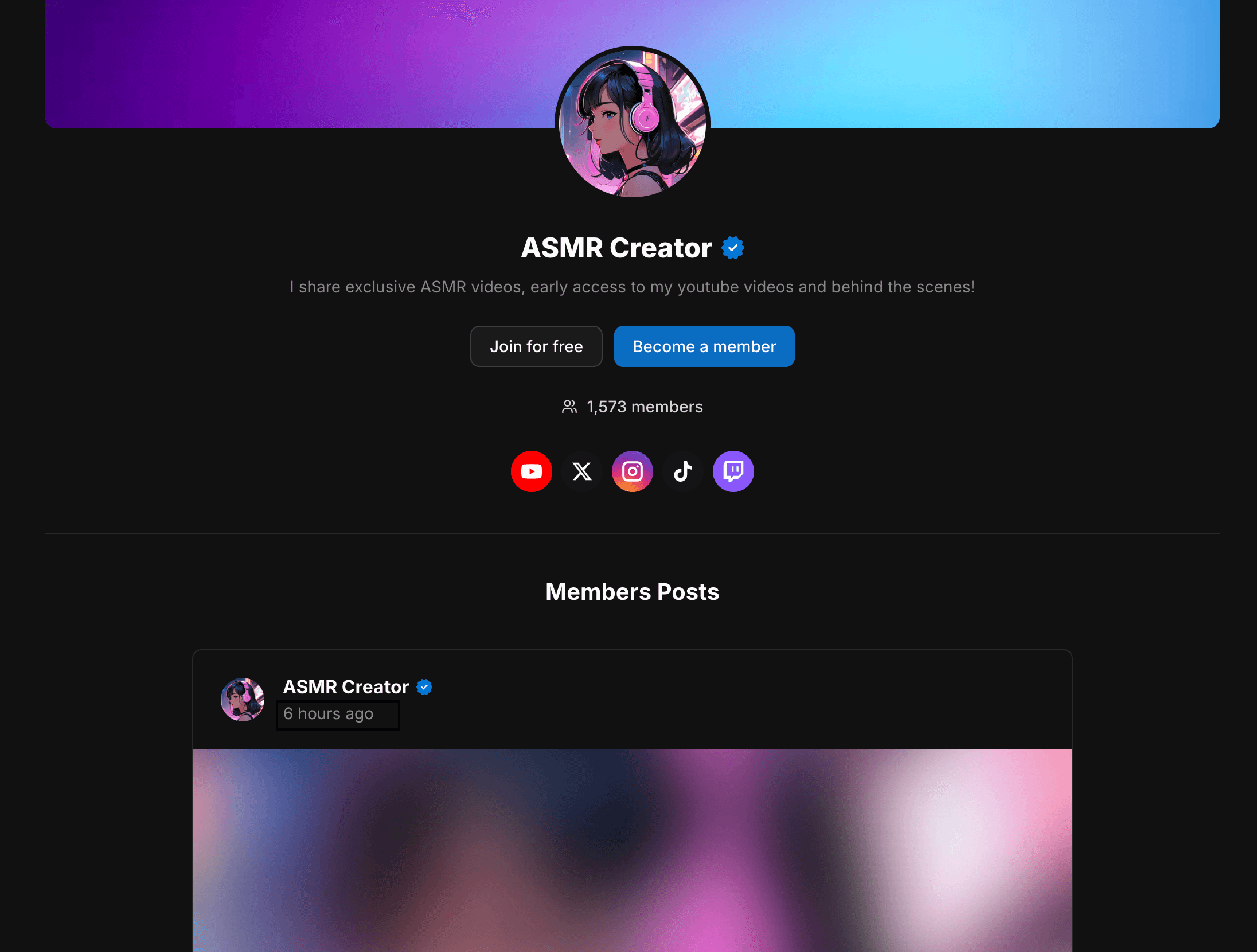 ASMR Creator Profile